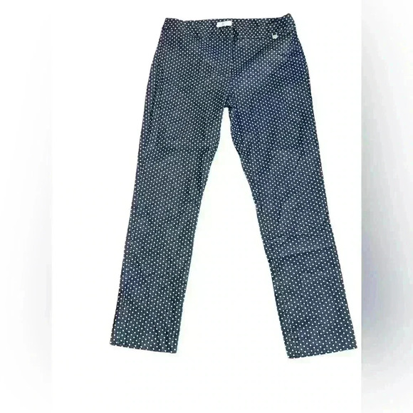 Tahari Blue Polka Dot Ankle/Crop Pants Size 10 - Picture 1 of 6